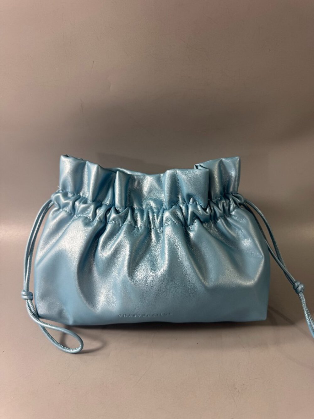 Chantecaille Limited Ediction Metallic Blue Drawstring Pouch